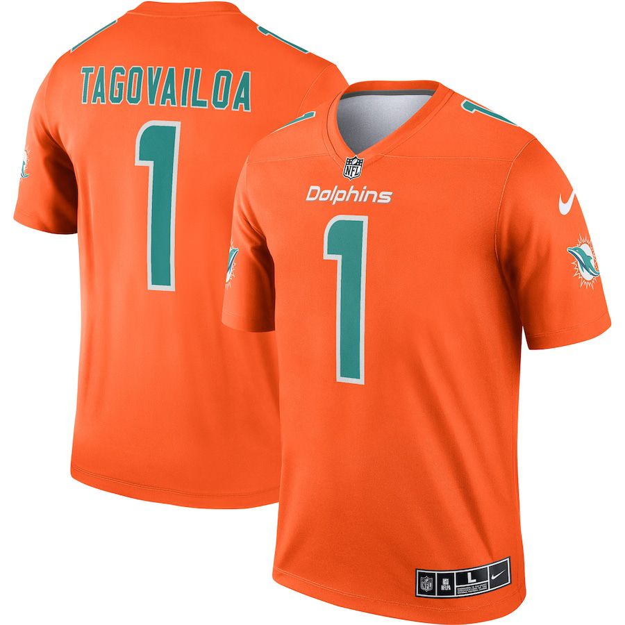 Men Miami Dolphins 1 Tua Tagovailoa Nike Orange Inverted Legend NFL Jersey